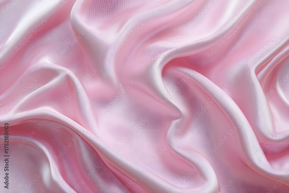 Obraz premium Close up of a light pink satin fabric with soft folds and gentle curves creating a smooth texture