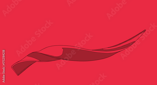 Abstract Red Swirls and Waves on Red Background.