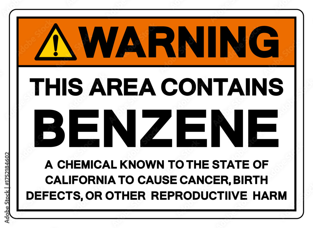 Fototapeta premium Warning This Area Contains Benzene Symbol Sign, Vector Illustration, Isolate On White Background, Label.EPS10