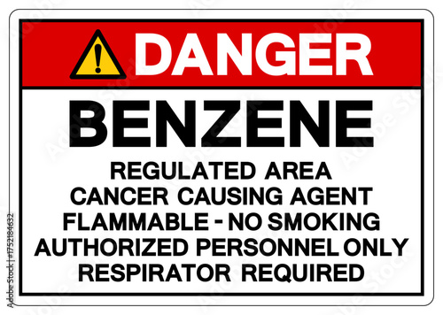 Danger Benzene Regulated Area Symbol Sign, Vector Illustration, Isolate On White Background, Label.EPS10