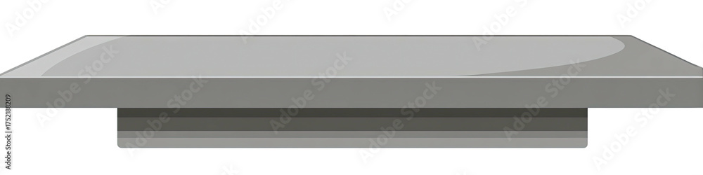 Obraz premium A gray, rectangular object with a slightly angled top, flat sides, and a smaller, appended element