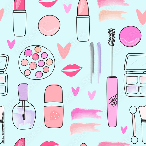 Make up seamless pattern for textile, fabric, wrapping paper