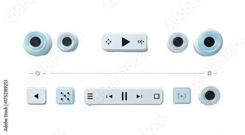 Vector illustration of a digital audio interface control panel with various buttons and sliders