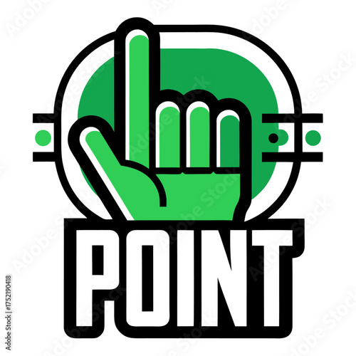 A stylized green foam finger logo with the word POINT in bold white letters below.