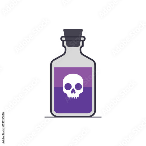 potion bottle with purple liquid and skull label for Halloween