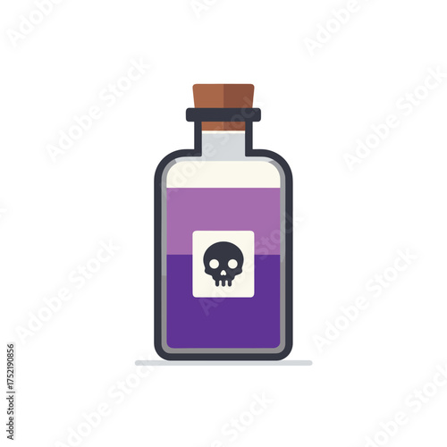 potion bottle with purple liquid and skull label for Halloween