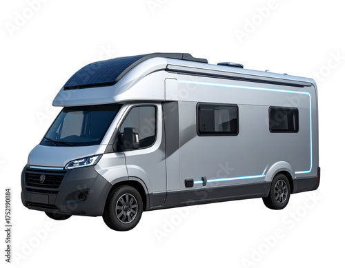 Futuristic White Camper Van Design PNG