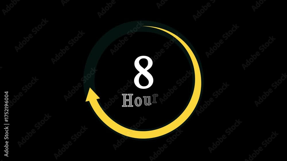 Stopwatch moving clock icon animation with 8 hours countdown clock icon ...