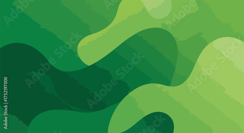 Green background creates a calming and serene feeling. Green background with smooth transitions and layered shapes evokes nature.