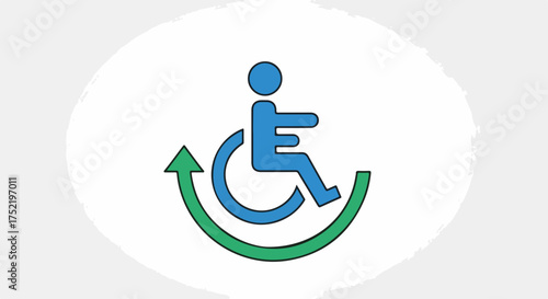 Wheelchair accessibility symbol shown on white background for public information, wheelchair accessibility emblem.