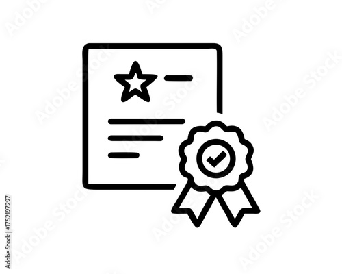 Illustration of a certificate with star and ribbon