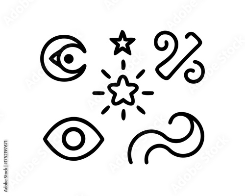 Collection of mystical symbols, magic and occultism