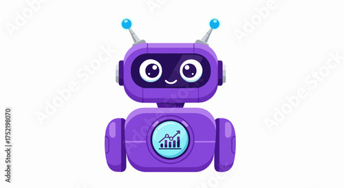 Cute robot illustration showcasing artificial intelligence in a fun, colorful manner. Adorable robot art emphasizes AI technology and its accessibility in modern design.