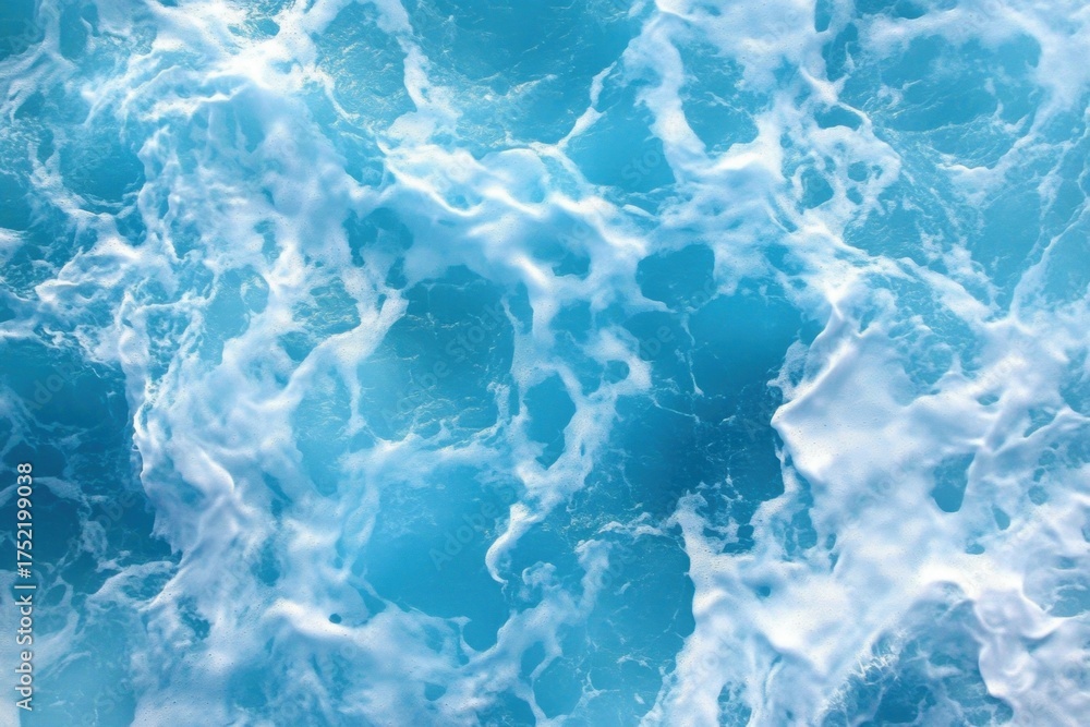 Fototapeta premium Aerial view ocean waves crashing onto shore water Top of blue