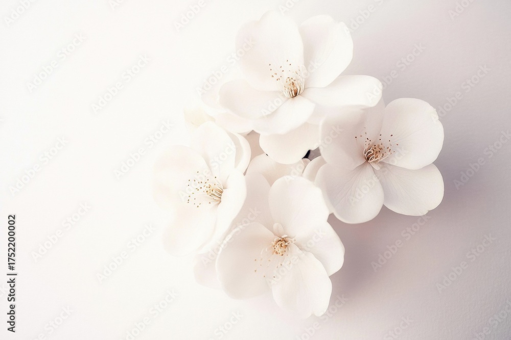 Obraz premium Close-up bunch white flowers plain background are arranged Pastel peony