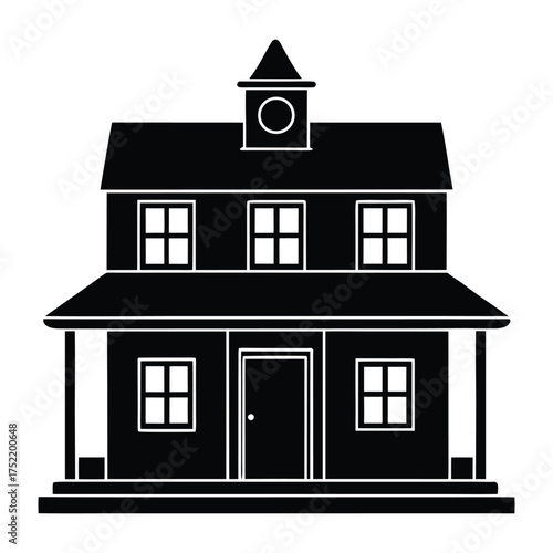 Pawn shop building vector silhouette illustration