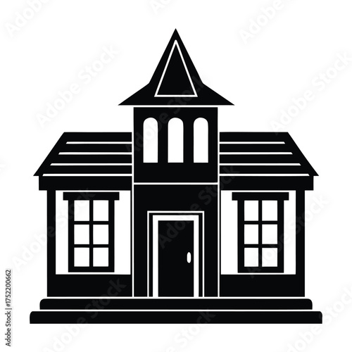 Pawn shop building vector silhouette illustration