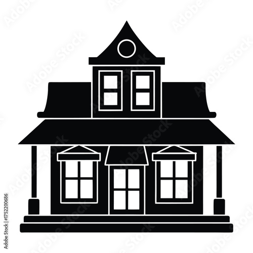 Pawn shop building vector silhouette illustration