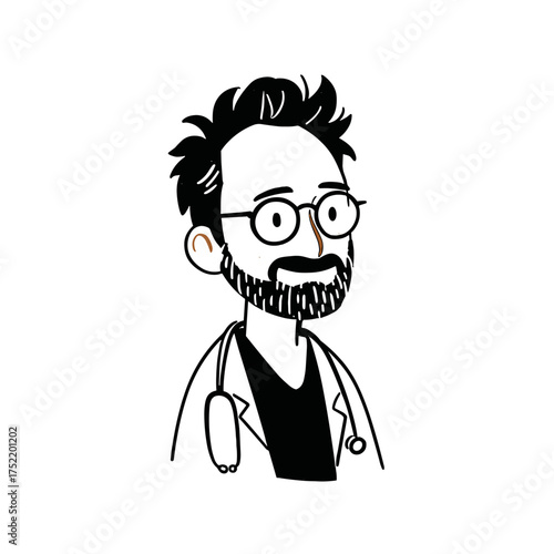 Doctor. Doctor simple black and white line art vector logo