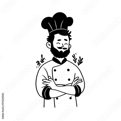 Baker. Baker simple black and white line art vector logo