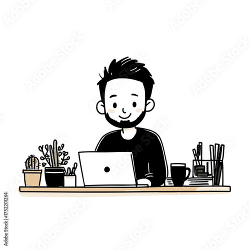 Influencer. Influencer simple black and white line art vector logo