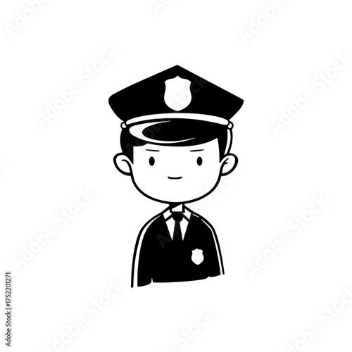 Police officer. Police officer simple black and white line art vector logo