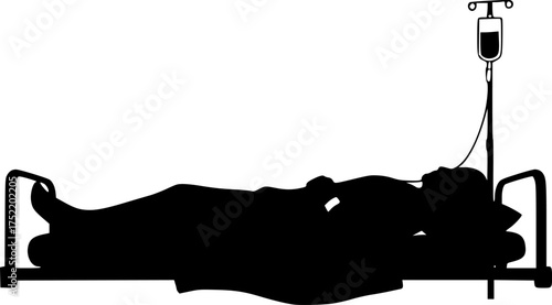 black silhouette patient in hospital bed clip art preview