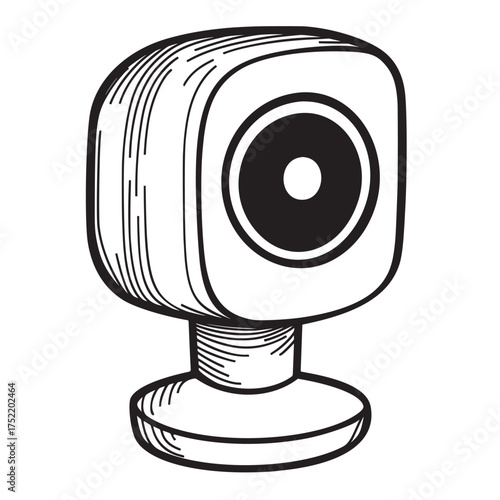 creative line art vector illustration of webcam with a wideangle view