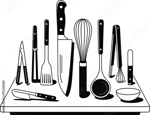 set of kitchen utensils doodles