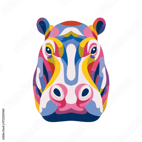 vector illustration of a cartoon hippo