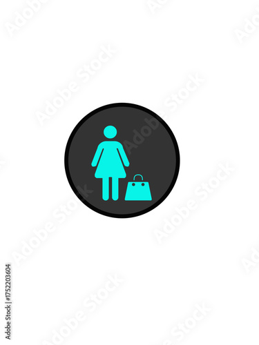 Shopping Spree Flat Design Icon of a Woman with Shopping Bag, Perfect for Fashion and Retail Promotions