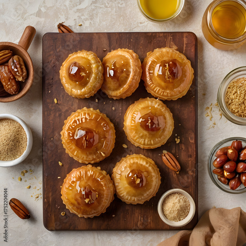 Deliciously Sweet Pecan and Date Tarts with a Honey Glaze - A Perfect Dessert Treat