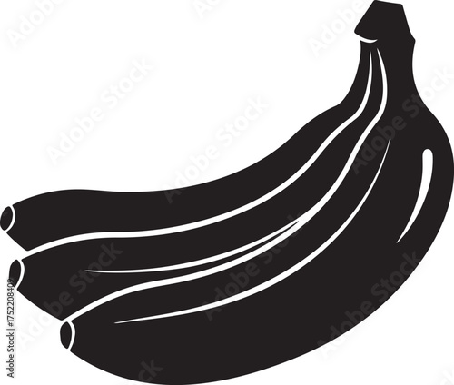 Black Silhouette of a Bunch of Bananas fruit food