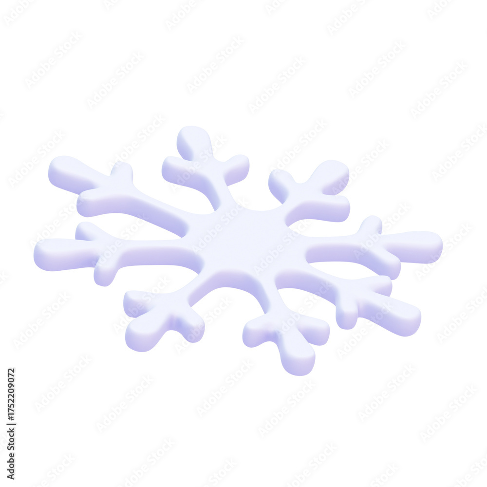 Obraz premium 3D small delicate snowflake with soft blue pastel glow isolated on white background for winter minimalist design