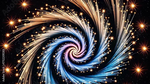 Dynamic Abstract Spiral of Light and Energy in Space