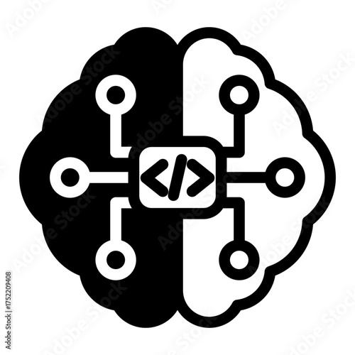 AI Coding Icon Isolated on Transparent Background. Programming and Software Development Vector Illustration for Web, App, and Technology Design