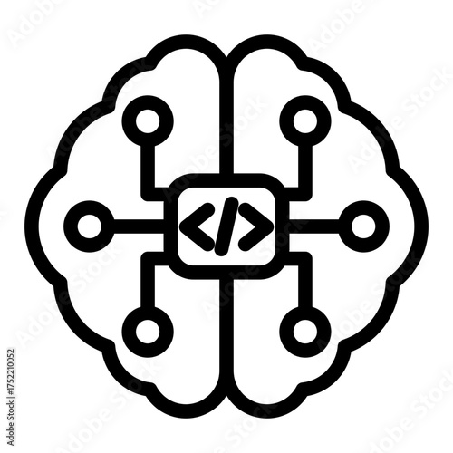 AI Coding Icon Isolated on Transparent Background. Programming and Software Development Vector Illustration for Web, App, and Technology Design