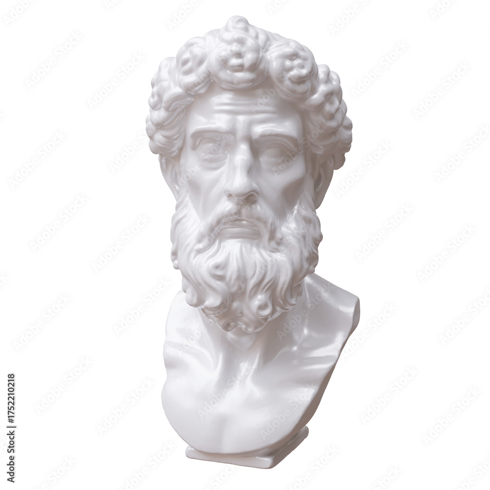 Obraz premium Classical marble head bust statue isolated on white, transparent. Ancient greek philosopher sculpture 