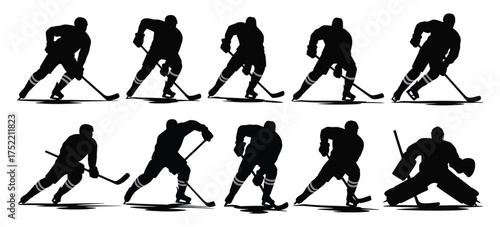 Hockey player silhouettes collection