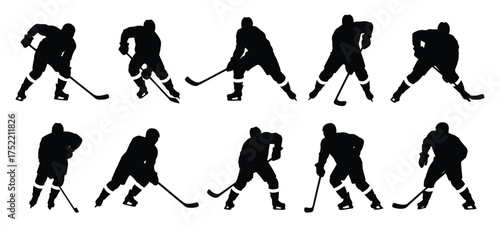 Hockey player silhouettes collection