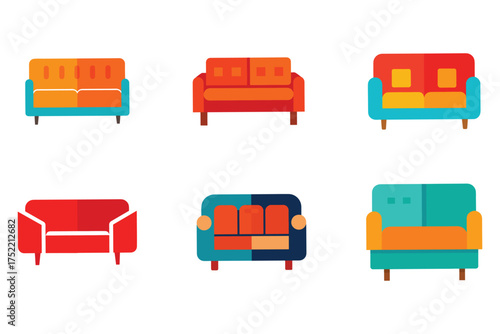 Collection of colorful modern and minimalist sofa designs for living room furniture inspiration and interior design mood boards