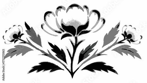 Elegant floral design with monochrome tones, perfect for invitations, cards, or botanical themed projects, bringing a touch of classic beauty to your work