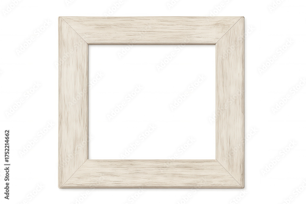 Fototapeta premium White rustic wooden frame with texture on transparent background, classic object for decor or presentation