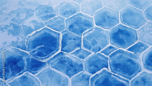 Vibrant hexagonal pattern with cool blue and icy tones a stunning abstract visual