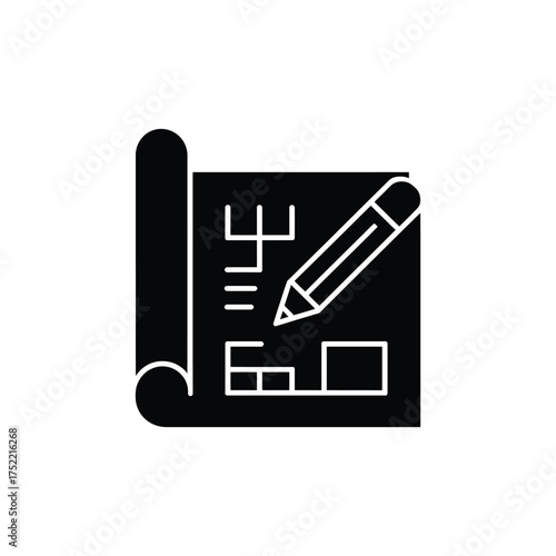 Blueprint Design Sketching with Pencil on Transparent Background Icon Style Art
