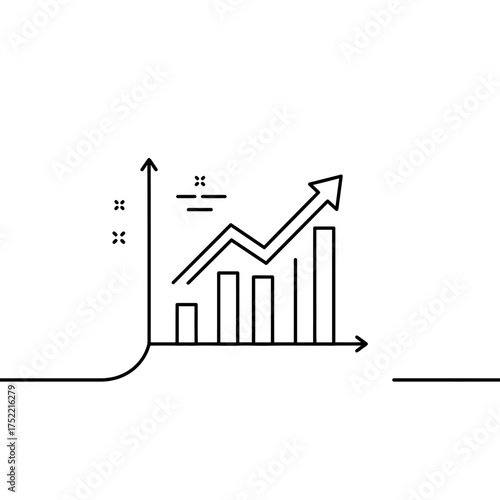 Ascending Bar Chart with Arrow Representing Growth and Progress.