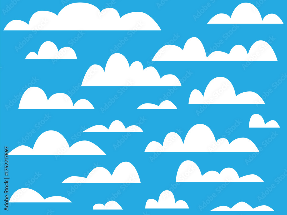 Fototapeta premium Collection of a white clouds. Flat vector illustration