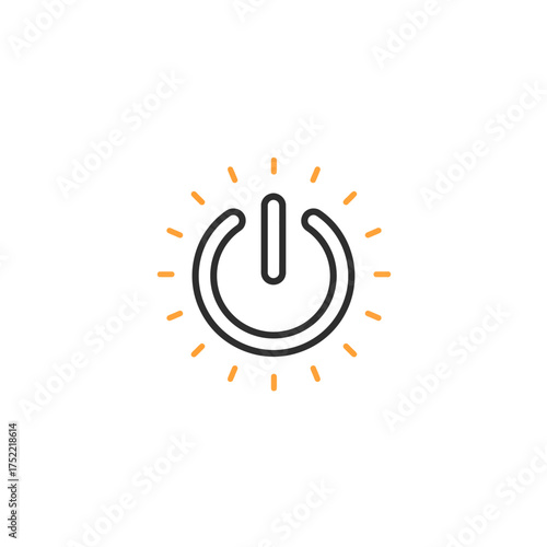 Power Button Symbol with Glowing Light Rays.