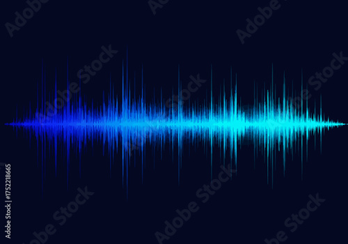 Vibrant Blue Audio Waveform Visualization on Dark Background.