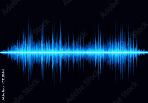 Vibrant Blue Audio Waveform Visualization on Black Background.